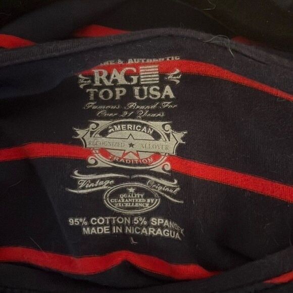🧡 Rag Top USA Cotton Blend Striped Top – Size LArge - Picture 3 of 3